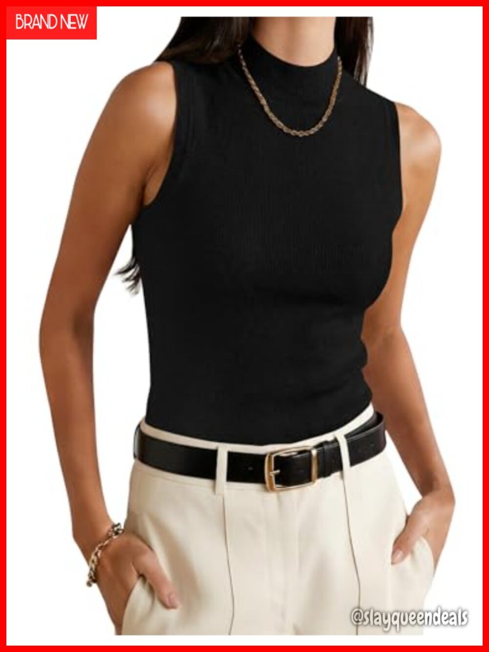 Wool Blend Lightweight Sweater Vest Mock Neck Sleeveless Tank Top